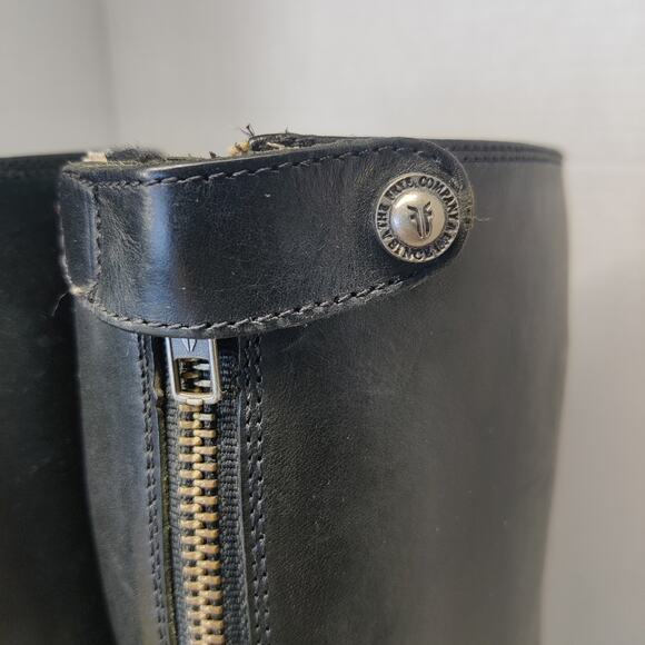 Frye Melissa Black Smooth Leather Knee High Button Back Zip Riding Boots 8 - Picture 7 of 15
